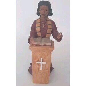 Resin Young Female Preacher/Minister  Red Robe**Slight damage To thumb**